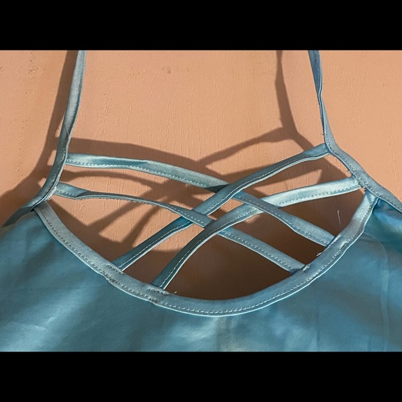 LADIES LONG CRISS CROSS NECK SLEEP DRESS - Picture 6 of 9